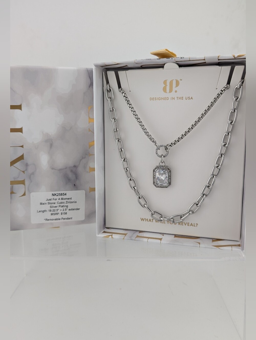 Bomb Party 2025 Luxe Layers - Just For A Moment Silver CZ Pendant Necklace Set